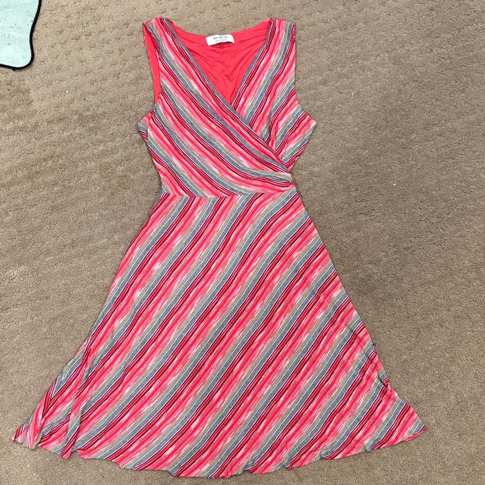 2 Midi Dress-striped, multi colored & black ruffle-S(2)